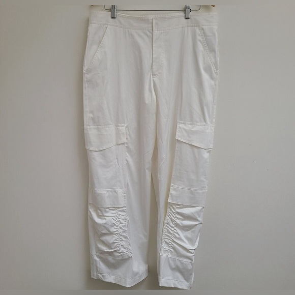 ZARA SATIN EFFECT CARGO Wide Leg White PANTS women’s size small - Picture 6 of 7